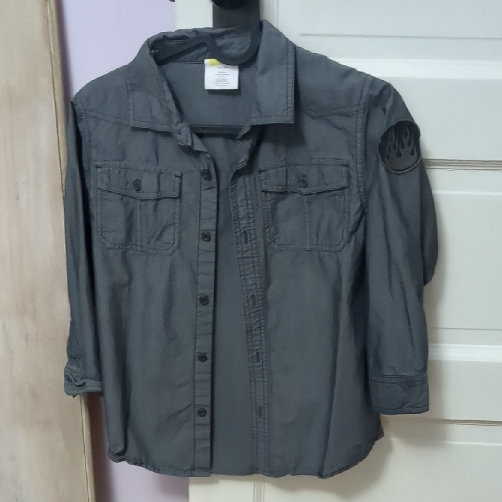 Crazy 8 Charcoal Shirt with Flame Emblem